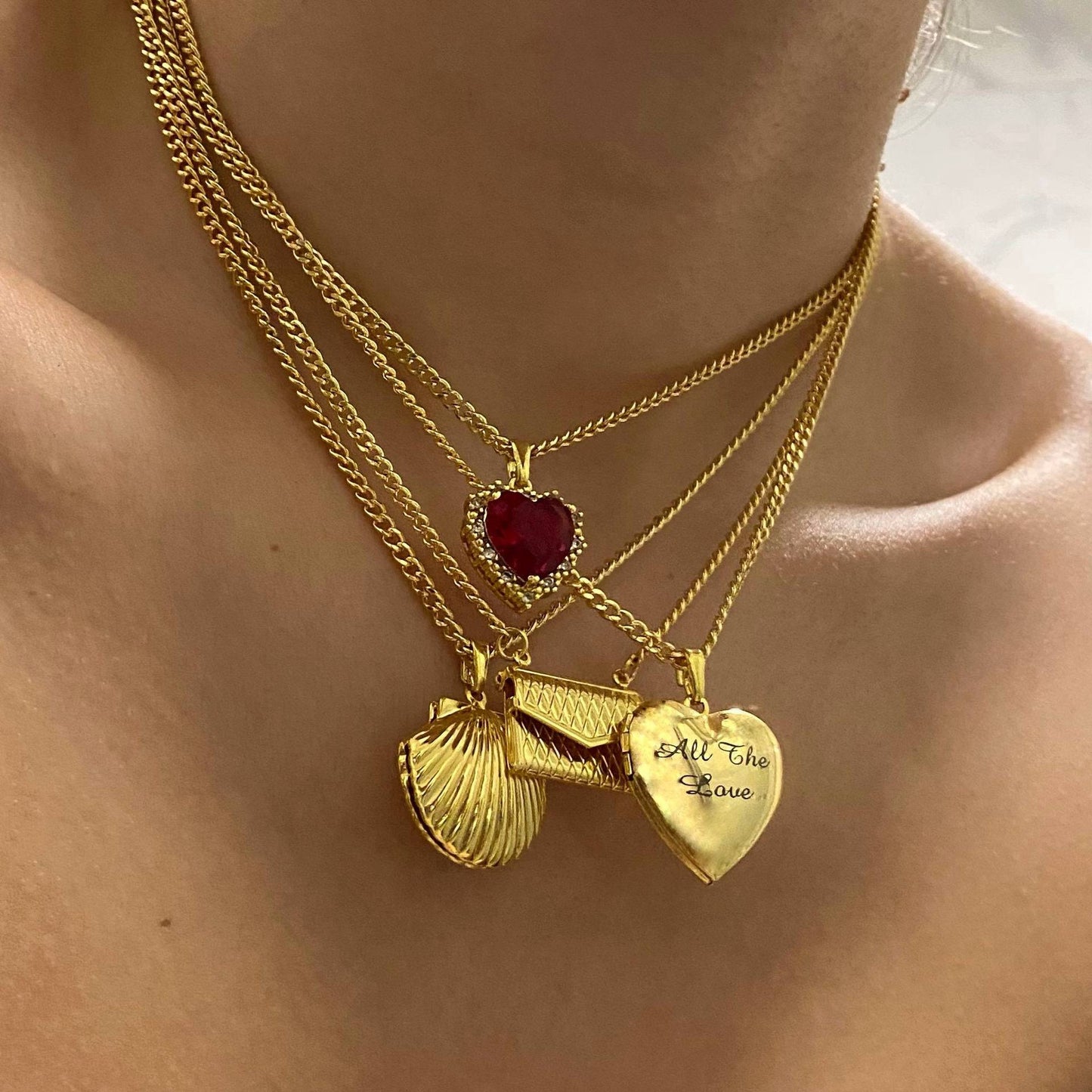 G1. European Necklace, Love Photo Box Pendan Envelope Necklace