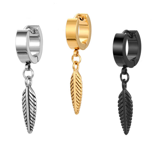 G1. Simple Leaf Copper Gold Plated Titanium Steel Small Earrings