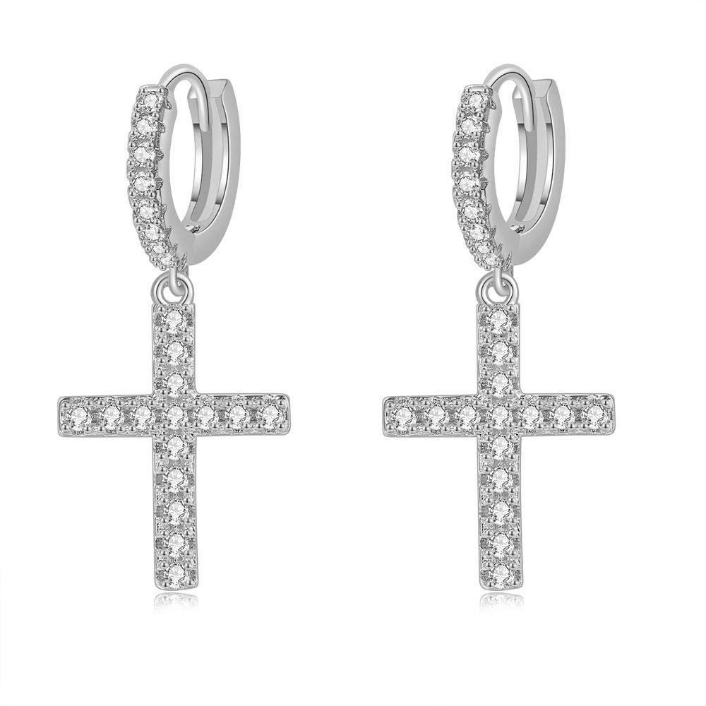 G1. Personality Ins Style Copper Inlaid Zircon, Gold Plated Earrings